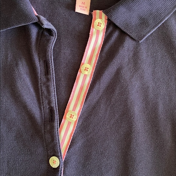 Lilly Pulitzer Sweetie Polo Long Sleeve Navy with grosgrain ribbon size Medium - Picture 5 of 14